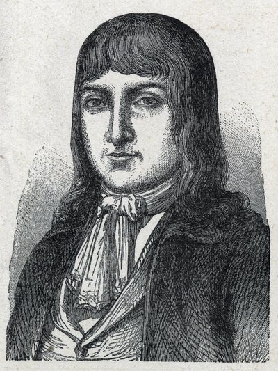Porträt von Amateur Jérôme Le Bras des Forges, Ritter von Boishardy (Bois hardy oder Bois-Hardy), Chef der Chouans der Französischen Revolution (1762-1795). Gravur von 1889. Private Sammlung. von French School