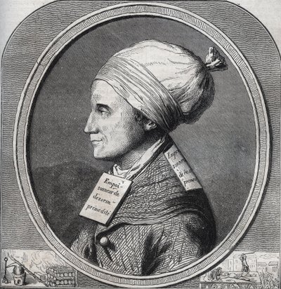 Porträt von Antoine-Francois Desrues (1744-1777) französischer Giftmischer - Gravur in „Causes celebres de tous les peuples“ von Armand Fouquier (1817-18?) 1858-1867 - private Sammlung von French School