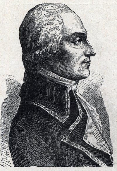 Porträt von Armand Louis de Gontaut Biron, französischer Militär (1747-1793). Gravur von 1889. Private Sammlung. von French School