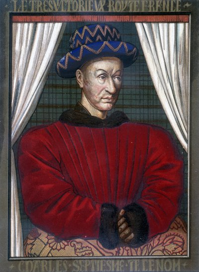 Porträt von Karl VII. (1403 - 1461), König von Frankreich von French School