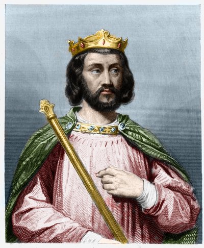 Porträt von Chlothar (Chlothaire) III (652-673), König von Neustrien und Burgund - in „Histoire des Francais“ von Lavallee, Gravur, sd von French School