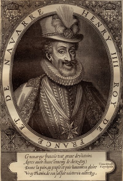 Porträt von Heinrich IV. (1553-1610) König von Frankreich - Porträt von Heinrich IV. (1553-1610) König von Frankreich - Gravur 17. Jahrhundert von French School