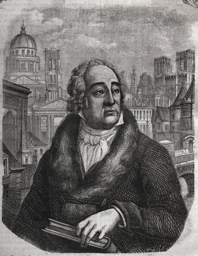 Porträt von Jacques-Antoine Dulaure (1755-1835) französischer Archäologe und Historiker - Gravur in Die physische, zivile und moralische Geschichte von Paris: von den ersten historischen Zeiten bis zur Gegenwart von Jacques Antoine Dulaure. 1853 von French School