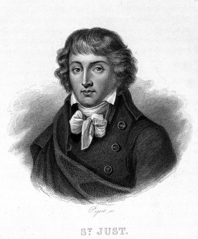 Porträt von Louis Antoine Léon Saint-Just (1767 - 1794) - in „Revolution francaise“ von Thiers von French School
