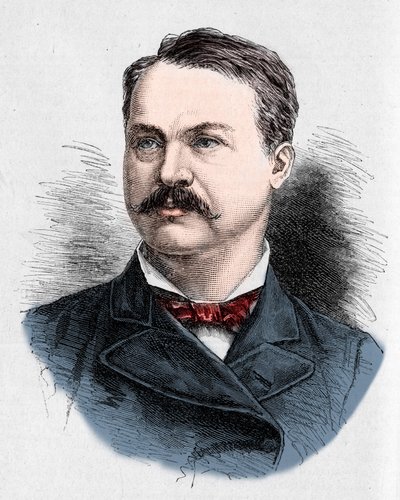 Porträt von Louis Honoré Fréchette (1839-1908), kanadischer Dichter und Dramatiker. Gravur von Charles Georges in „Le Monde Illustré“ Nr. 1328 vom 9. September 1882. von French School