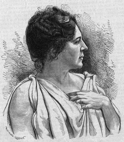 Porträt von Madame Agar (Marie Léonide Charvin, genannt) (1836-1891), französische Komödiantin. Gravur in „La gazette du dimanche“ vom 21. November 1895 von French School