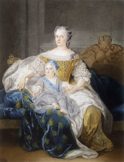 Porträt von Maria Leszczynska und dem Delfin von French School