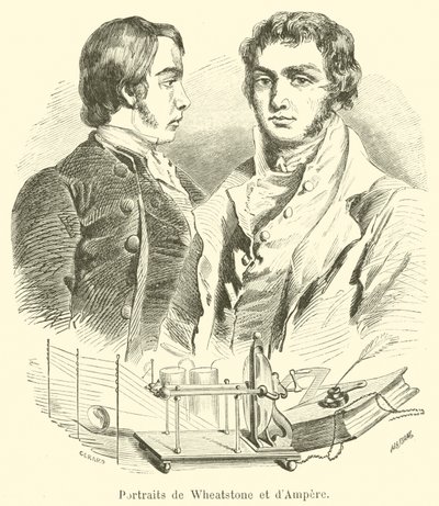 Porträts von Wheatstone und Ampere von French School