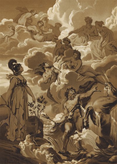 Poseidon und Athene streiten um das Recht, Athen zu benennen von French School