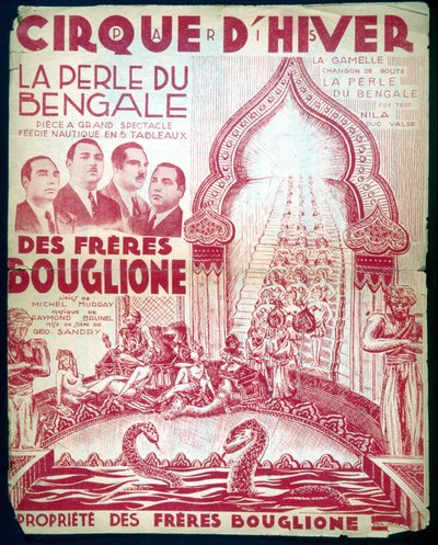 Plakat für die Show der Brüder Bouglione „Die Perle von Bengalen“ im Cirque d