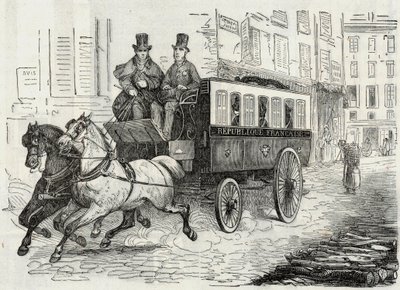 Post: der Omnibus der Briefträger - Gravur in „Tableau-de-Paris“ von Edmond Texier 1852 von French School