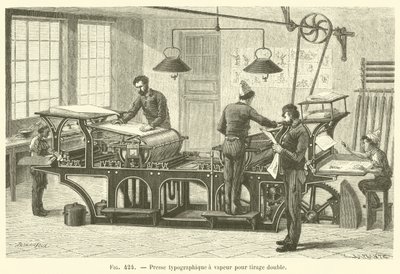 Dampfdruckpresse für Doppeldruck (Gravur) von French School