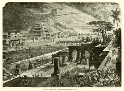 Eroberung Babylons durch die Armee von Kyros von French School