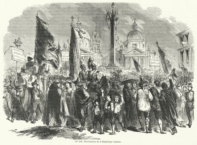 Proklamation der Römischen Republik, Italien, 9. Februar 1849 von French School
