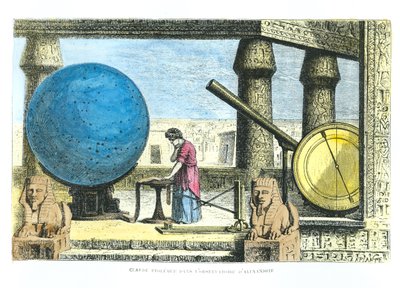 Ptolemäus (ca. 90-168) im Observatorium von Alexandria, aus La Vie des Savants Illustres von Louis Figuier (spätere Kolorierung) von French School
