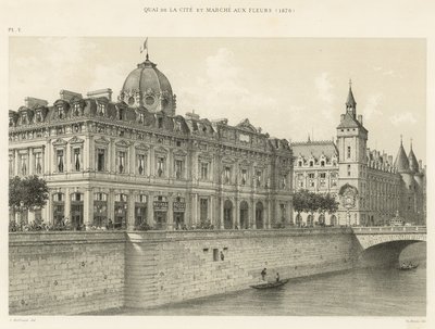 Quai de la Cite und Blumenmarkt, 1876 von French School