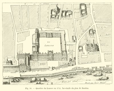 Viertel des Louvre, 1714, Faksimile des Plans von Boudan von French School
