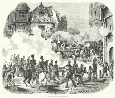 Aufstand in Frankfurt, Deutschland, September 1848 von French School