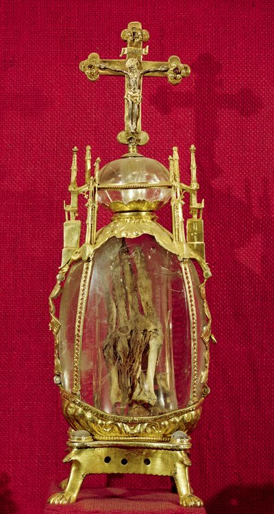 Reliquiar mit der Hand von St. Attalia (ca. 697-741) 12.-15. Jahrhundert (Kupfer, vergoldetes Silber & Bergkristall) von French School