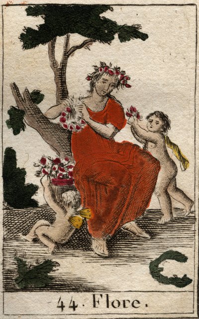 Darstellung von Flora, Göttin der Blumen und des Frühlings. Aus „Mythologie der Jugend“ von Pierre Blanchard 1803 von French School