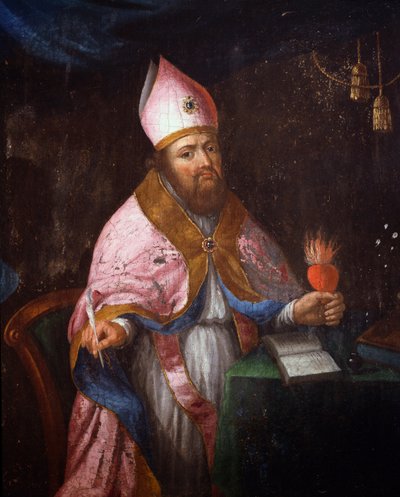 Darstellung von Franz von Sales beim Schreiben von French School