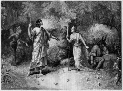 Theateraufführung: „Ein Sommernachtstraum“ von Paul Meurice (1818-1905) nach William Shakespeare (1564-1616). Paris, Théâtre National de l