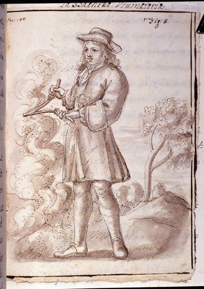 Rhabdomantie - Wünschelrutengehen - Hexerei - in „Occult physics, ou Traité de la baguette divinatoire et de son utilité pour la découverte des Quellen, der Minen, der Verstecke, der Diebe und der flüchtigen Mörder, etc.“ - von Pierre Le Lorrain (Abbé de V von French School