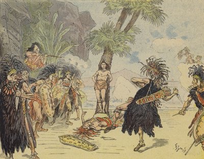 Robinson Crusoe tötet den Kannibalenhäuptling und rettet Freitags Leben von French School