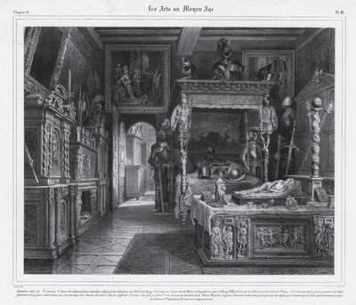 Zimmer im Hotel de Cluny, Paris, wo Maria Tudor ihre Trauerzeit 1515 nach dem Tod ihres Mannes, König Ludwig XII. von Frankreich, verbrachte von French School