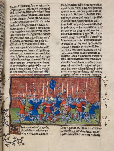 Royal 20 C. VII, f.34 Die Schlacht von Courtrai, Illustration aus den 