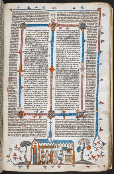 Bas-de-page-Szene von Kommunikanten bei einer Messe von French School
