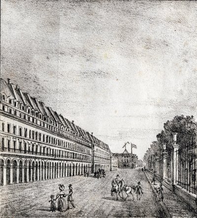 Rue de Rivoli, Paris - „Alphabet Picturesque des Monumens de Paris“ ca. 1840 (Gravur) von French School