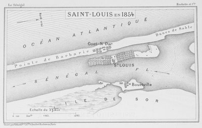 Saint-Louis im Jahr 1854, Illustration aus "Le Senegal...", von Louis Leon Faidherbe, 1854 von French School
