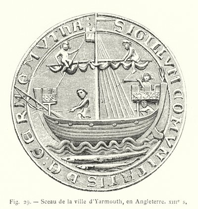 Siegel der Stadt Yarmouth, England, 13. Jahrhundert (Gravur) von French School