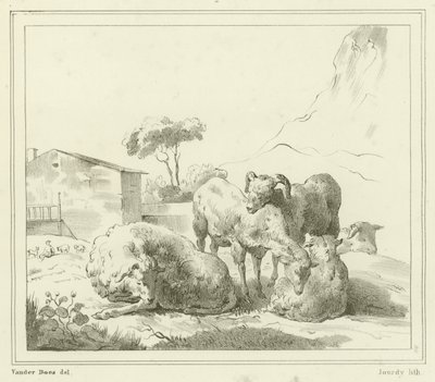 Schafe in einer Landschaft von French School