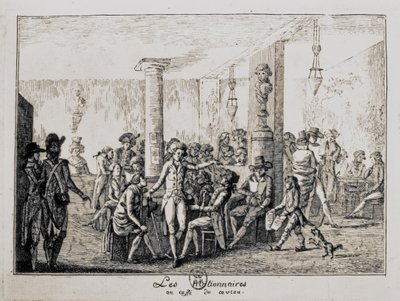 Sieyes und Les Nationnaires im Café du Caveau in Paris, August 1789 (Gravur) von French School