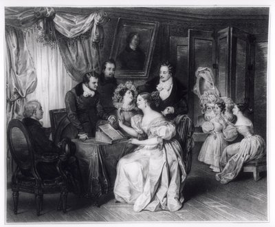 Unterzeichnung des Ehevertrags im Büro des Notars, ca. 1840 von French School