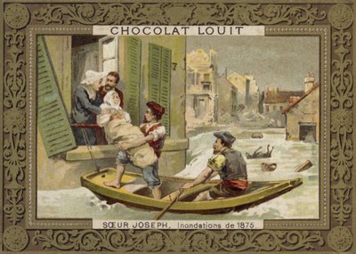 Schwester Joseph hilft bei der Rettung von Menschen während der Überschwemmungen von 1875 von French School