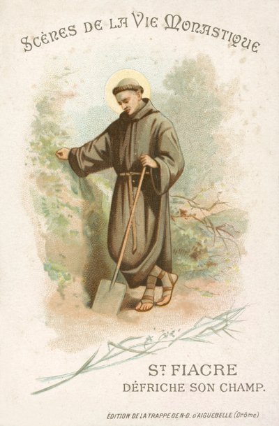 St. Fiacre beim Säubern seines Feldes von French School