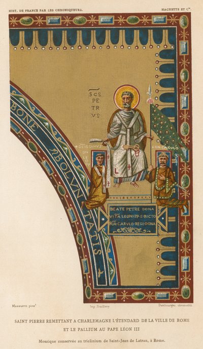 St. Peter sendet Karl dem Großen das Banner der Stadt Rom von French School