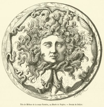 Medusenhaupt der Farnese-Schale, im Museum von Neapel von French School