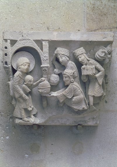 Die Anbetung der Könige, ursprüngliches Kapitell aus dem Kirchenschiff der Kathedrale von French School