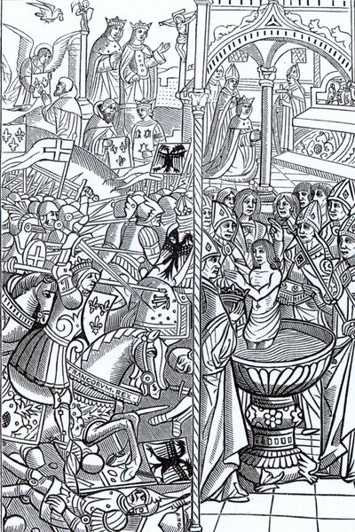 Die Schlacht von Tolbiac und die Taufe von König Clovis, aus 