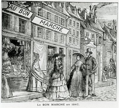 Das Bon Marché Geschäft in der Rue du Bac, Paris im Jahr 1847 von French School