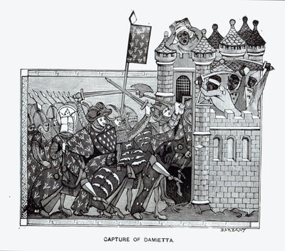 Die Eroberung von Damiette im Jahr 1249 von French School