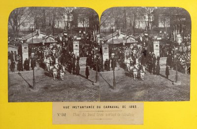 Der Karneval von 1863 in Paris, der fette Ochsenwagen verlässt den Schlachthof, stereoskopische Ansicht, 1863 von French School
