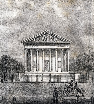 Die Kirche der Madeleine - „Alphabet Picturesque des Monumens de Paris“ ca. 1840 (Gravur) von French School