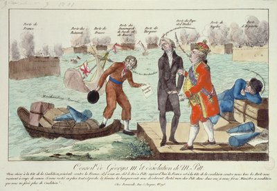 Der Rat von George III (1738-1820) und die Verwüstung von William Pitt (1759-1806) dem Jüngeren, 1801 von French School