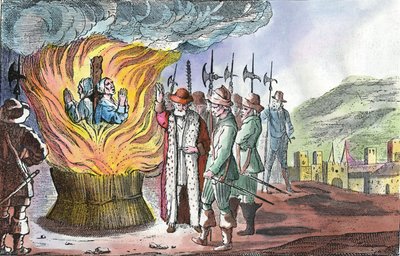 Die Hinrichtung von Waldenserinnen während des Piedmont-Osters 1655 von French School