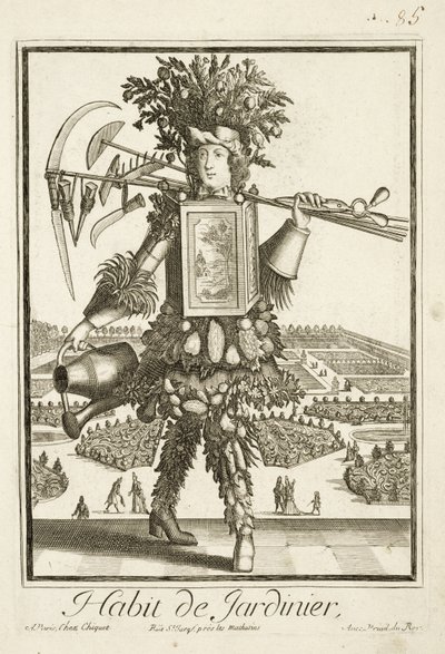 Das Gärtnerkostüm, Illustration aus dem Dictionnaire des Sciences von Denis Diderot (1713-84) veröffentlicht ca. 1770 von French School